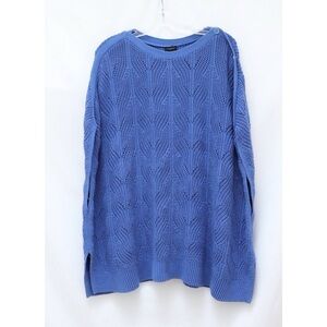 NWOT Talbots Blue Sleeveless Sweater Knit Top M L buttons new winter coastal